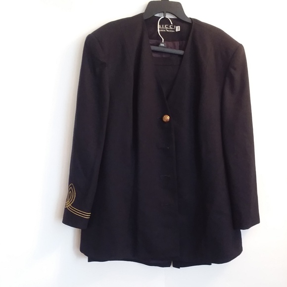 Bicci Navy Blue Wool Jacket and Skirt - Picture 1 of 8